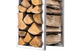 Spark 180cm Stainless Steel Firewood Rack for Indoor/Outdoor Use - Metal Firewood Stand