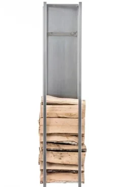 Spark 120cm Stainless Steel Metal Firewood Rack for Indoor/Outdoor Use, 25x25cm