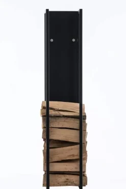 Spark Firewood Rack - Black Matt Metal, 25x25x100 cm
