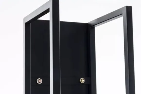 Spark Firewood Rack - Black Matt Metal, 25x25x100 cm