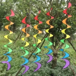 Spiral Rainbow Vindstrimmel Vindmølle Farverig Vindklokke til Have Hjem Udendørs Camping Telt Dekoration