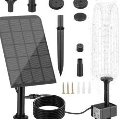 Springvand, solspringvand, udendørs soldrevet springvandspumpe 2,5W med filter, velegnet til have, fuglebad og damme