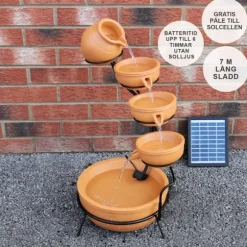 Springvandskåle med Solcelle - Terracotta | Have Dekoration