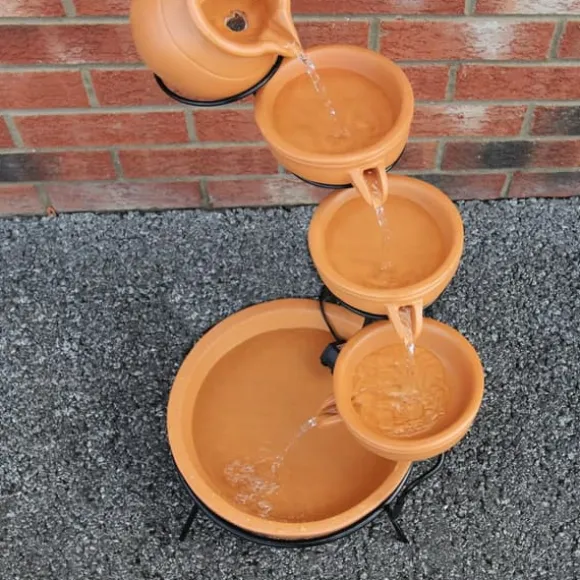 Springvandskåle med Solcelle - Terracotta | Have Dekoration