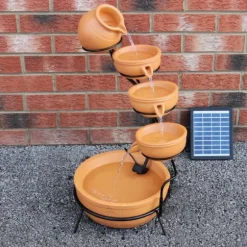 Springvandskåle med Solcelle - Terracotta | Have Dekoration