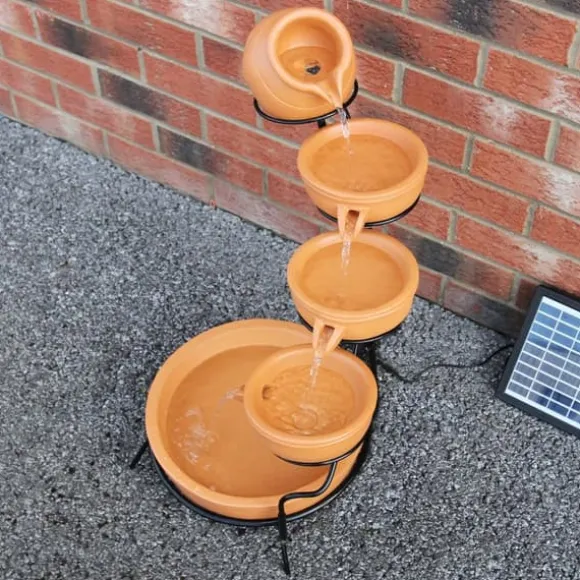 Springvandskåle med Solcelle - Terracotta | Have Dekoration