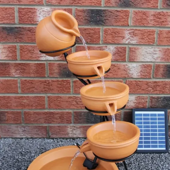 Springvandskåle med Solcelle - Terracotta | Have Dekoration