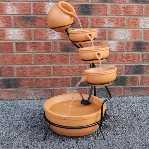 Springvandskåle med Solcelle - Terracotta | Have Dekoration