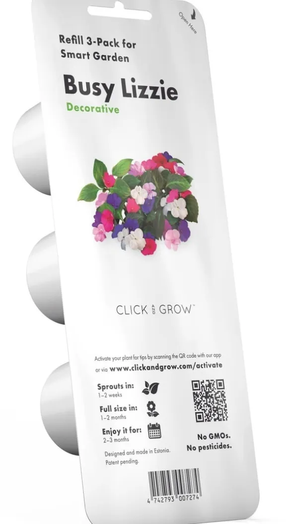 Sæt med 3 produkter. Click & Grow Smart Garden refill Busy Lizzie 3stk