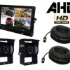 Sæt med 10'' skærm, 2 x SONY AHD bakkamera + kabler
