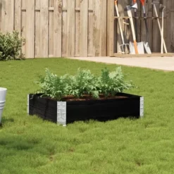 Stabelbar plantekasse i massivt fyrretræ - Foldbar og robust | Størrelse: 80x60 cm | Farve: Sort