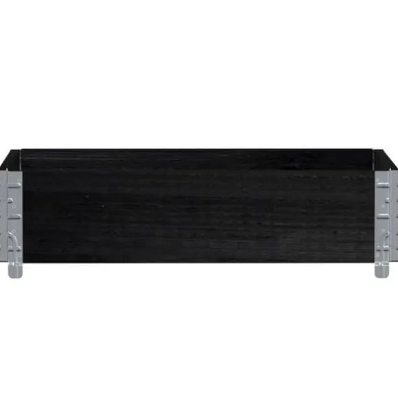 Stabelbar plantekasse i massivt fyrretræ - Foldbar og robust | Størrelse: 80x60 cm | Farve: Sort