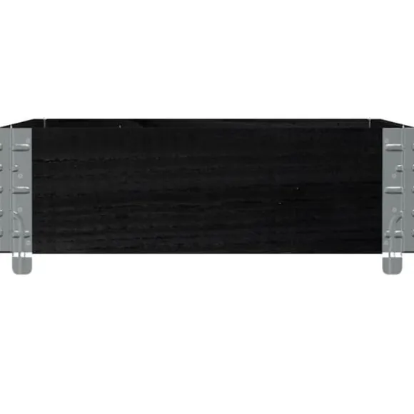 Stabelbar plantekasse i massivt fyrretræ - Foldbar og robust | Størrelse: 80x60 cm | Farve: Sort