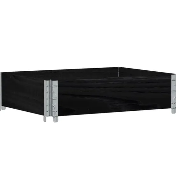 Stabelbar plantekasse i massivt fyrretræ - Foldbar og robust | Størrelse: 80x60 cm | Farve: Sort