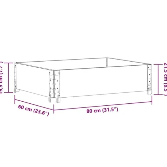 Stabelbar plantekasse i massivt fyrretræ - Foldbar og robust | Størrelse: 80x60 cm | Farve: Sort