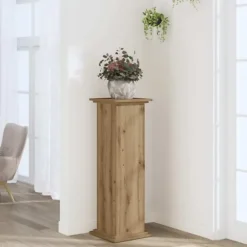 Stabilt plantestativ i konstrueret træ - Tidless design | Størrelse: 33x33x100 cm | Farve: Egetræslook