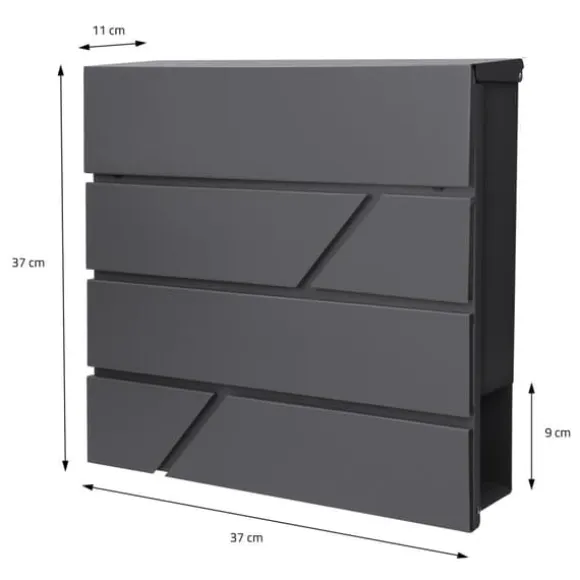 Standerbrevkasse med avisrum 37x37x11 cm antracit rustfrit stål ML-design