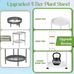 STÅENDE METAL TÅRN BLOMSTERBED loft rundt plantestativ træ