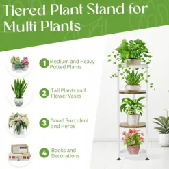 STÅENDE METAL TÅRN BLOMSTERBED loft rundt plantestativ træ