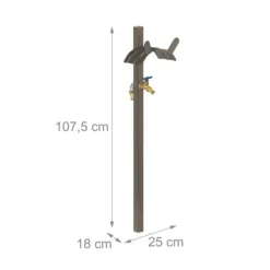 Stående vandhane med slangeholder, 107,5x25x18 cm, brun