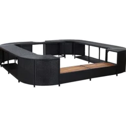 Stilfuld omkrans til spabad - Polyrattan | Størrelse: 268x268x55 cm | Farve: Sort