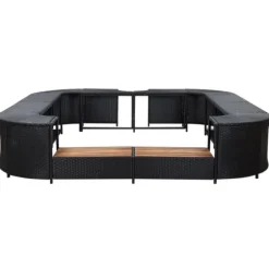 Stilfuld omkrans til spabad - Polyrattan | Størrelse: 268x268x55 cm | Farve: Sort