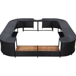 Stilfuld omkrans til spabad - Polyrattan | Størrelse: 268x268x55 cm | Farve: Sort
