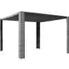 Stilfuld pavillon med tag i polyrattan - Udendørs skygge | Farve: Grå | Størrelse: 300x300x220 cm