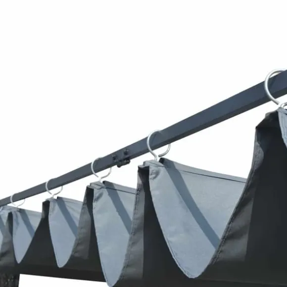 Stilfuld pavillon med tag i polyrattan - Udendørs skygge | Farve: Grå | Størrelse: 300x300x220 cm