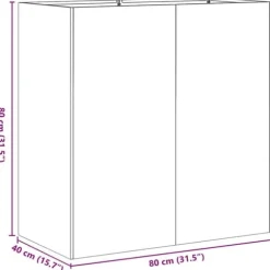 Stilfuld plantekasse i galvaniseret stål - Holdbar & Dekorativ | Størrelse: 80x40x80 cm