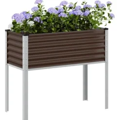 Stilfuld plantekasse i stål til haven | Størrelse: 100x45x90 cm | Farve: Brun