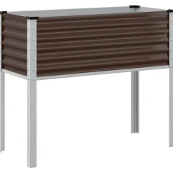 Stilfuld plantekasse i stål til haven | Størrelse: 100x45x90 cm | Farve: Brun