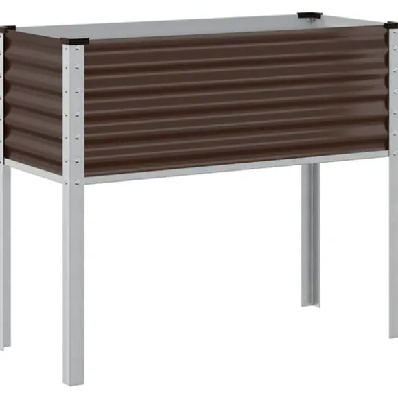 Stilfuld plantekasse i stål til haven | Størrelse: 100x45x90 cm | Farve: Brun