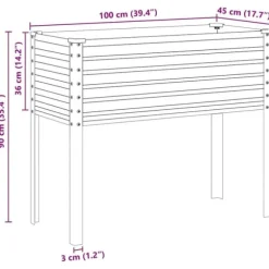 Stilfuld plantekasse i stål til haven | Størrelse: 100x45x90 cm | Farve: Brun