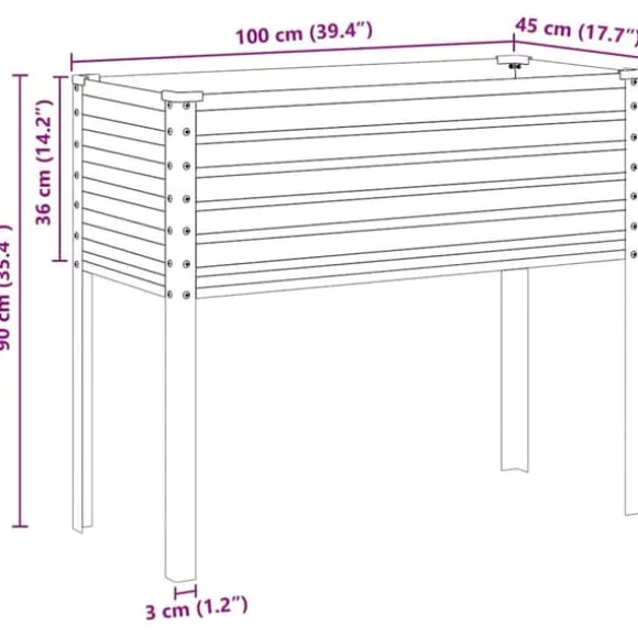 Stilfuld plantekasse i stål til haven | Størrelse: 100x45x90 cm | Farve: Brun