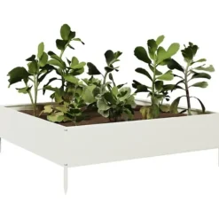 Stål højbed 100x100x33,5 cm - Robust og slidstærk | Farve: Hvid