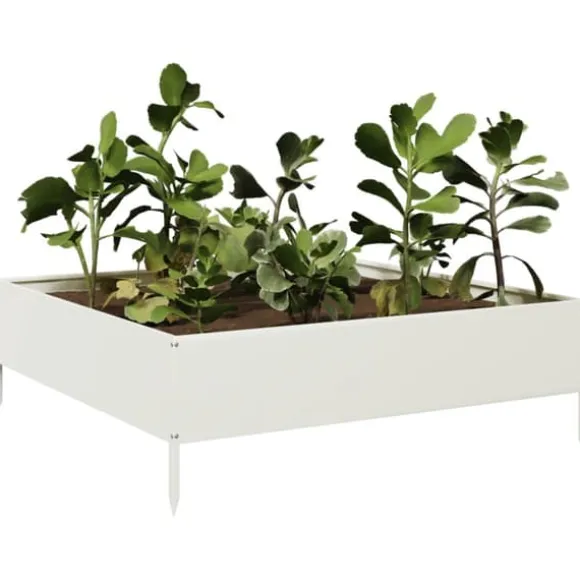 Stål højbed 100x100x33,5 cm - Robust og slidstærk | Farve: Hvid