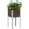 Stål plantekasse til haven - Vejrbestandig Blomsterkasse | Størrelse: 45x45x88 cm | Farve: Brun