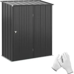 Stålskur 1,34 m², aflåseligt pulpettag, 161,5×94,5×196 cm, sort