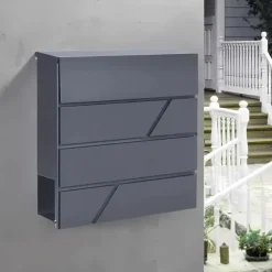 Stor postkasse til breve på porten, hegn, antracit, aviskiosk, loft
