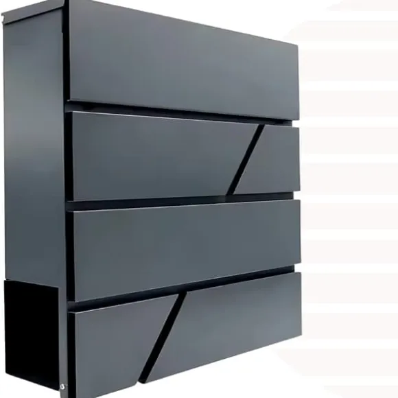 Stor postkasse til breve på porten, hegn, antracit, aviskiosk, loft