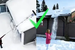 Stor teleskopisk sneskovl tag snerydning aluminium 600cm