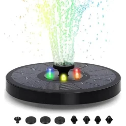Stort solcelledrevet springvand | Batteri og RGB belysning | 16 cm
