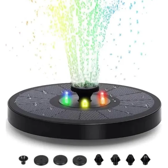 Stort solcelledrevet springvand | Batteri og RGB belysning | 16 cm