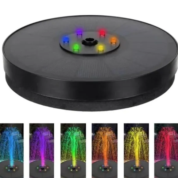 Stort solcelledrevet springvand | Batteri og RGB belysning | 16 cm
