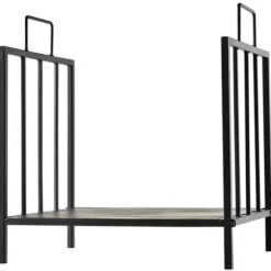 Stove Holz Regal til indendørs brug, 44,5 x 33 x 46,5 cm, med håndtag, til Brännholz, metal, sort