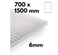 Stykke drivhus flervægsplade / klar polycarbonat 700x1500mm - 6mm, 3stk.