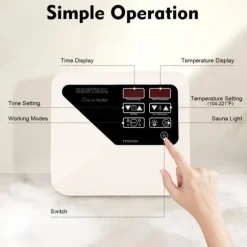 Styring til saunaovn - Temperaturcontroller - Tørsauna - 3–9 kW - 220–240 V - Lysstyring maks. 60 W - Drejeknap - Plast