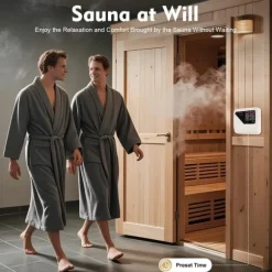 Styring til saunaovn - Temperaturcontroller - Tørsauna - 3–9 kW - 220–240 V - Lysstyring maks. 60 W - Drejeknap - Plast
