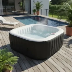 SUN SPA Laminerat fyrkantigt uppblåsbart spa - 6 personer - 1,85 x H 0,65 m